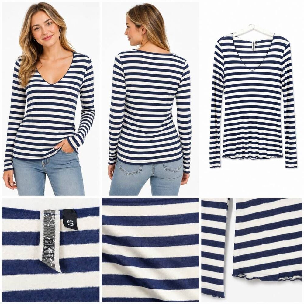 BKE Striped Long Sleeve Top Womens S